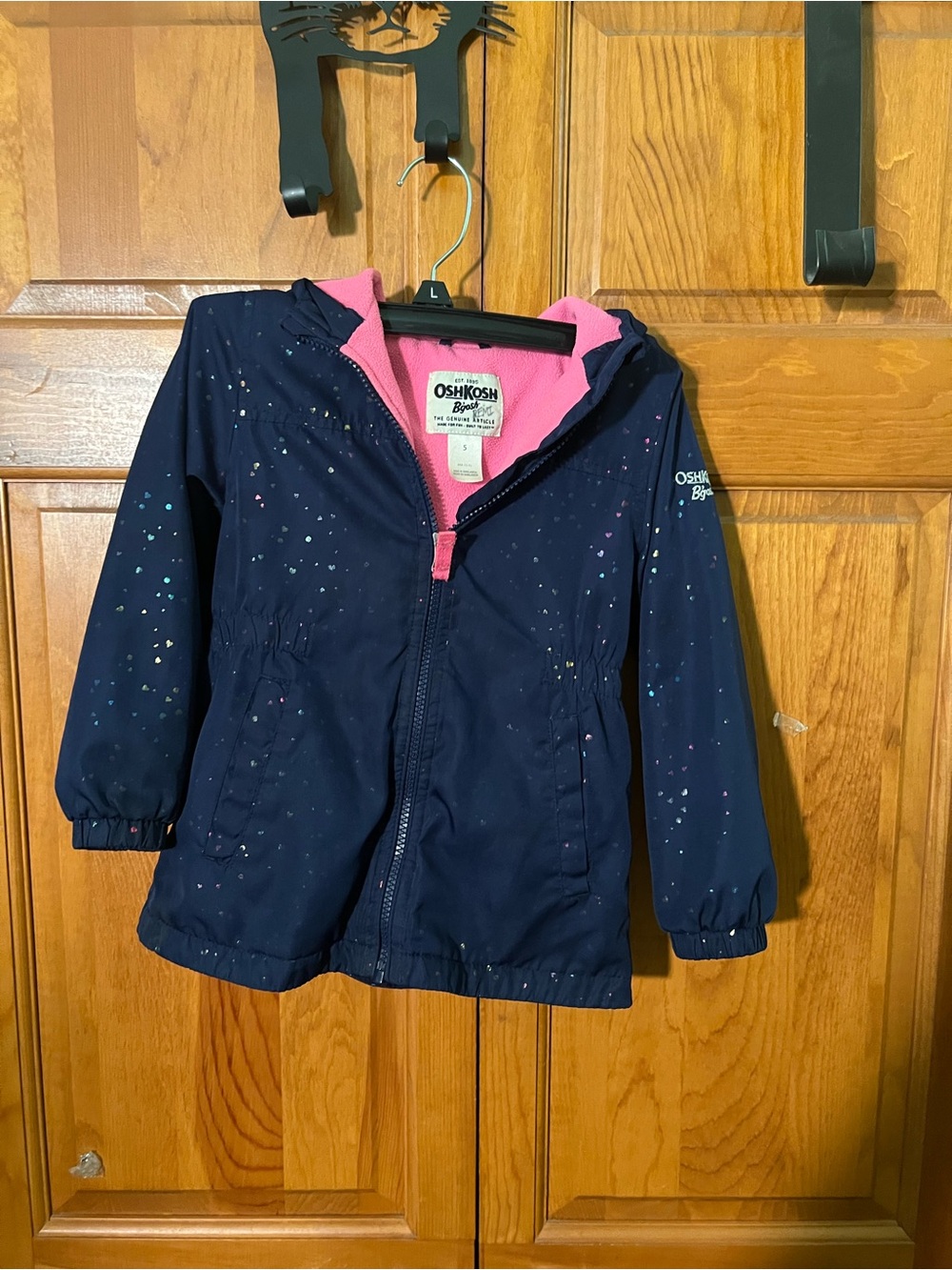 OshKosh B'gosh Navy Jacket with Pink Lining and Speckled Detail